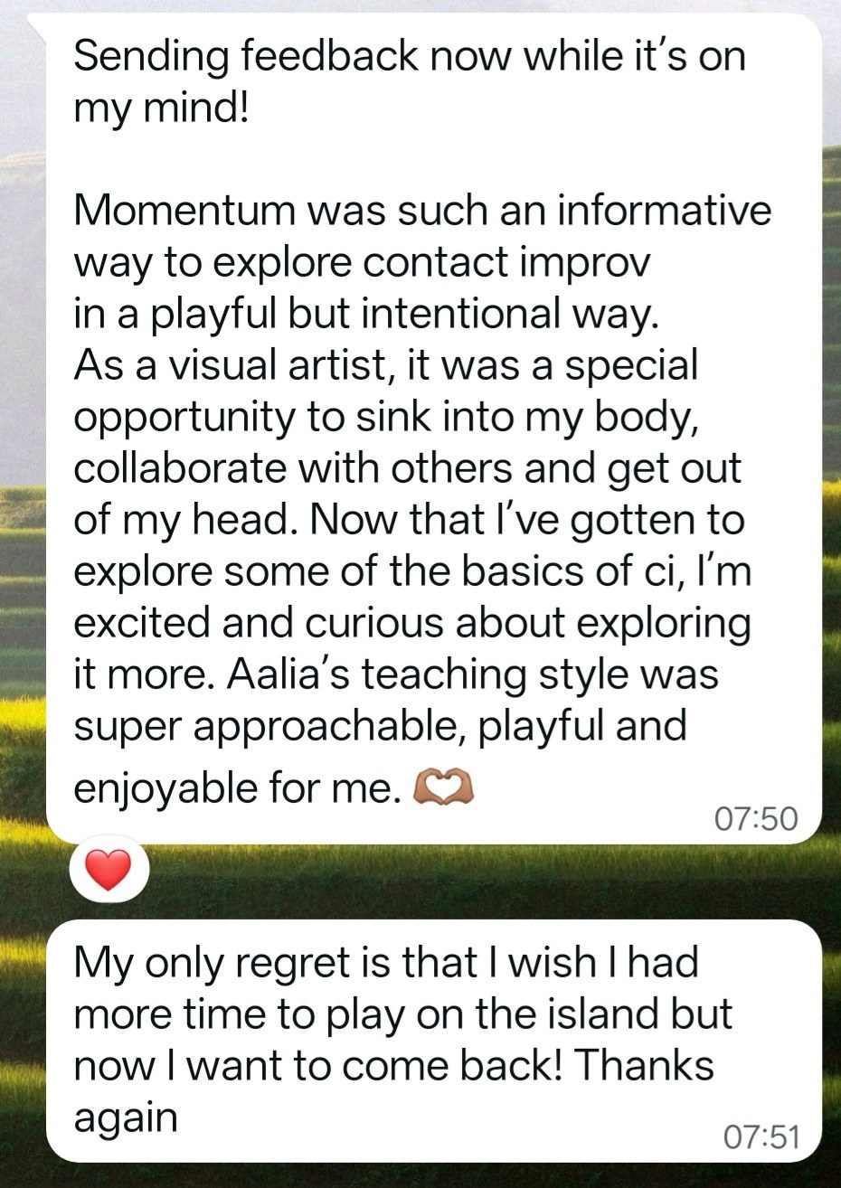 Feedback that Momentum was a playful, informative way to explore contact